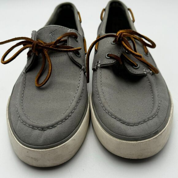 POLO RALPH LAUREN | Men's 10‎ D Canvas Gray Dock Boat Slip on Casual Shoes - Picture 4 of 9